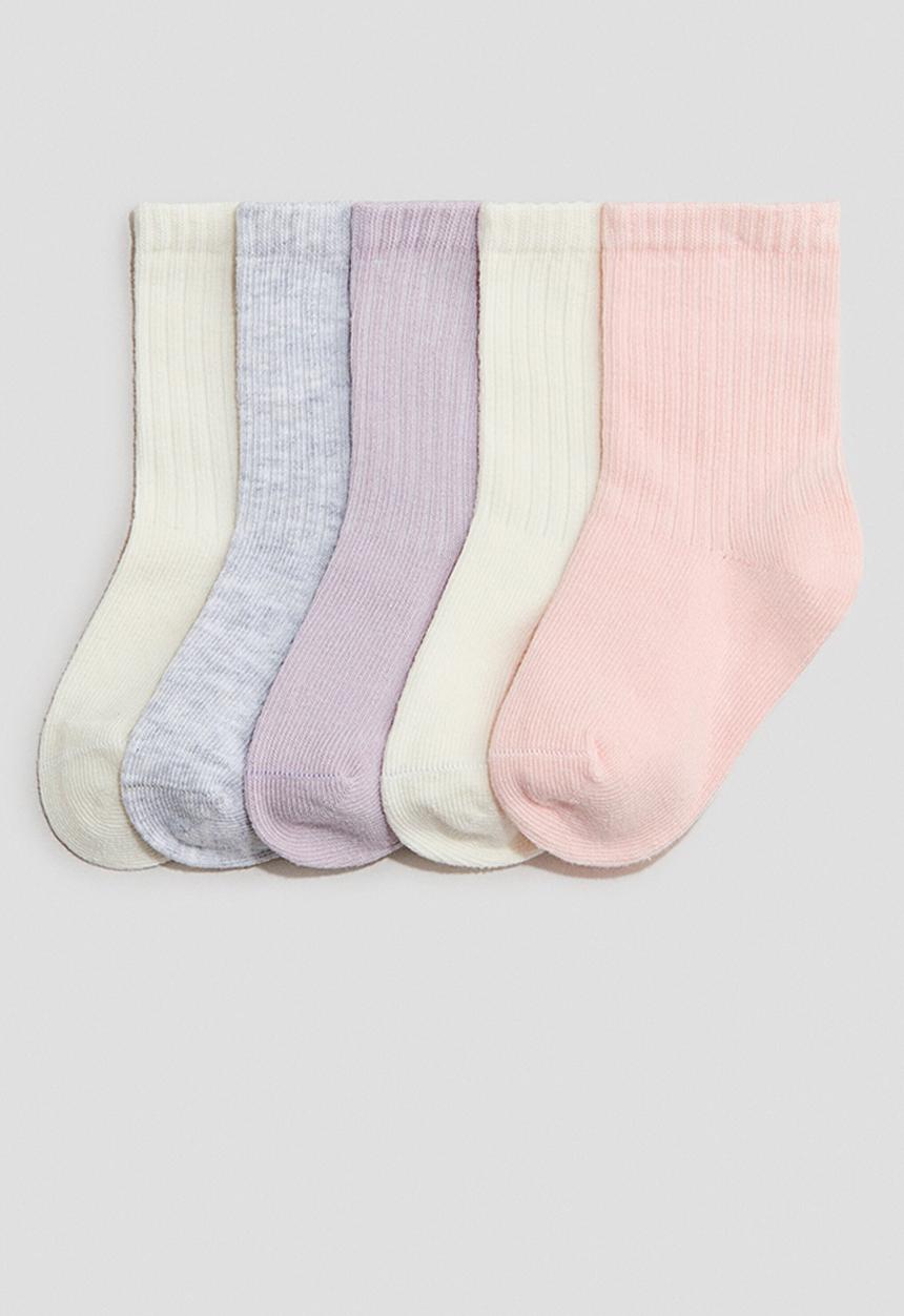 H&M - 5-pack socks - light pink/cream