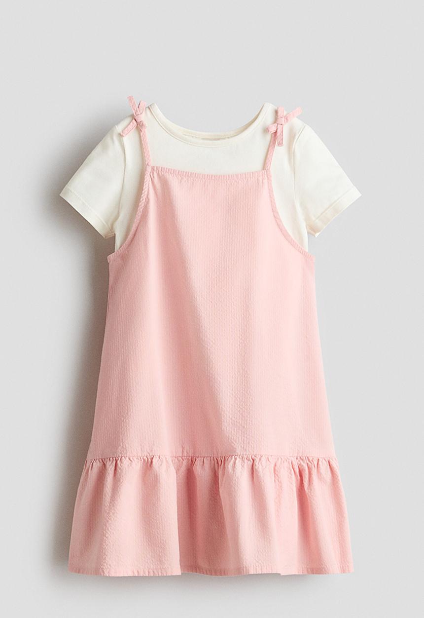H&M - 2-piece cotton set - light pink/cream