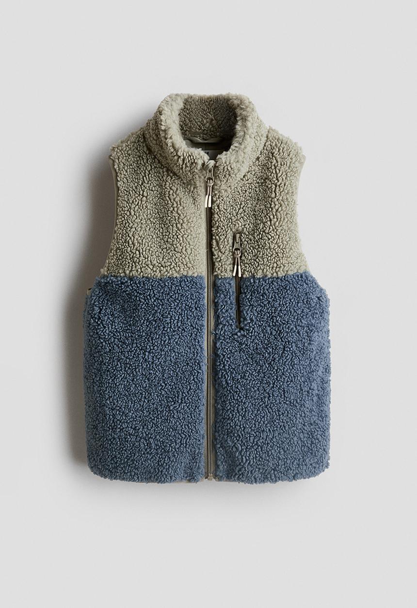 H&M - Teddy gilet - dusty blue/khaki green