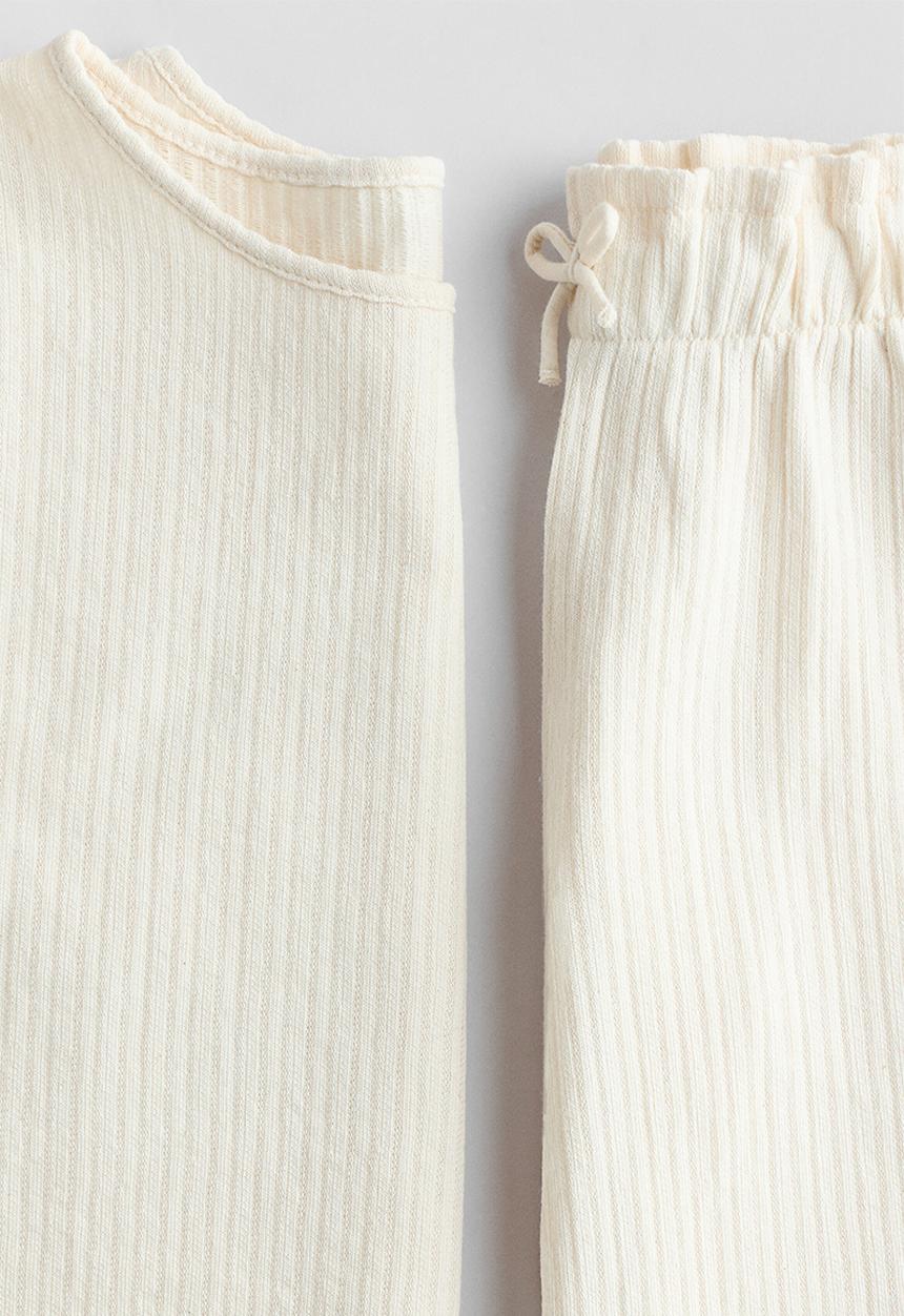 H&M - 2-piece frill-trimmed set - cream