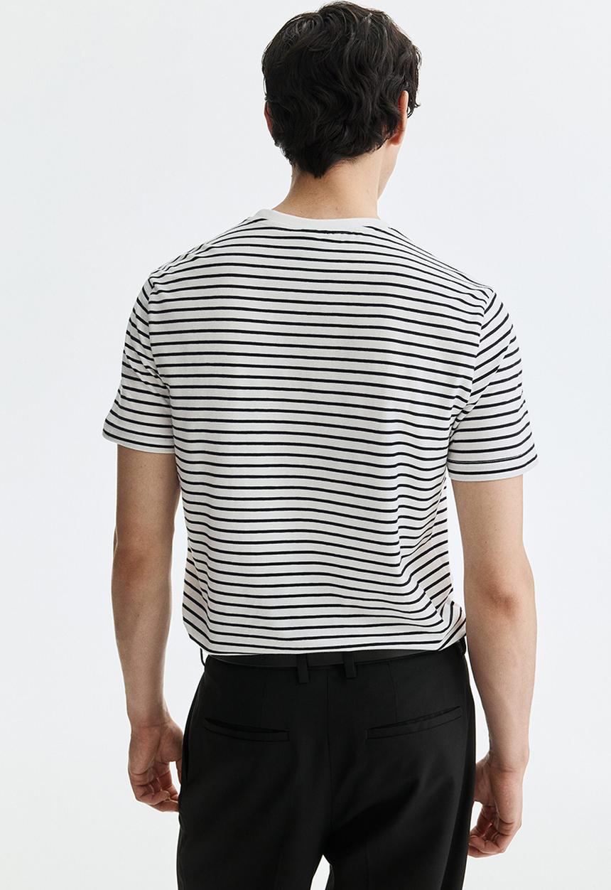 H&M - Slim fit T-shirt - white/black striped