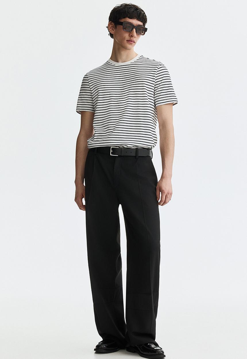 H&M - Slim fit T-shirt - white/black striped