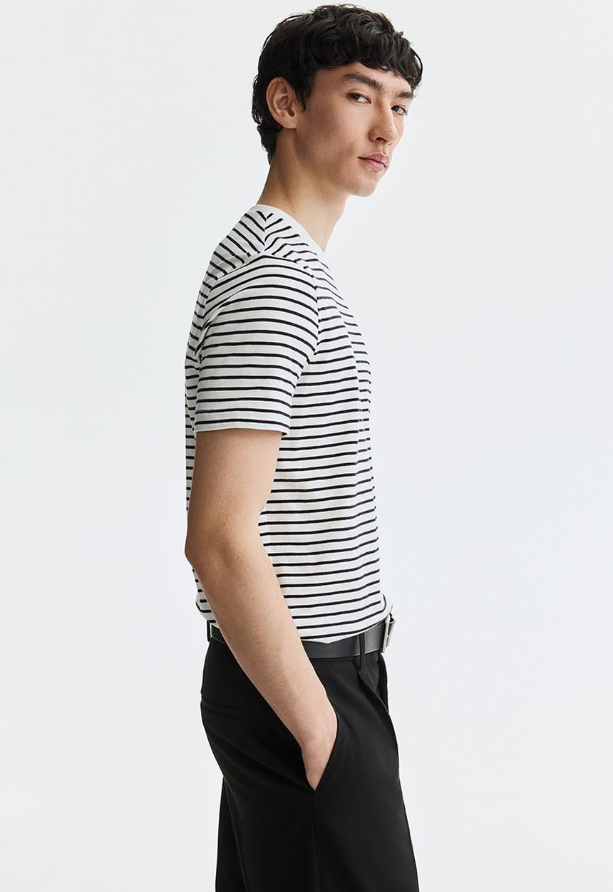 H&M - Slim fit T-shirt - white/black striped