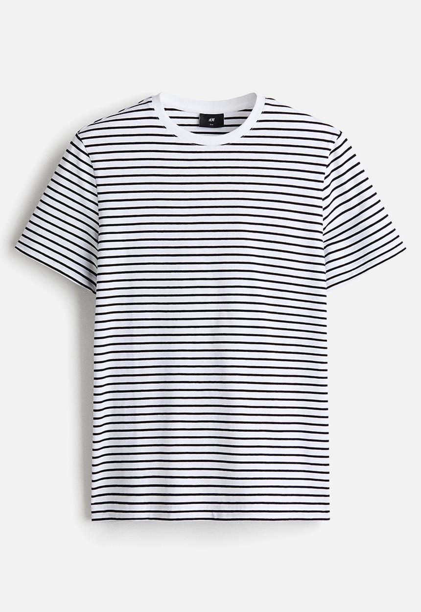 H&M - Slim fit T-shirt - white/black striped