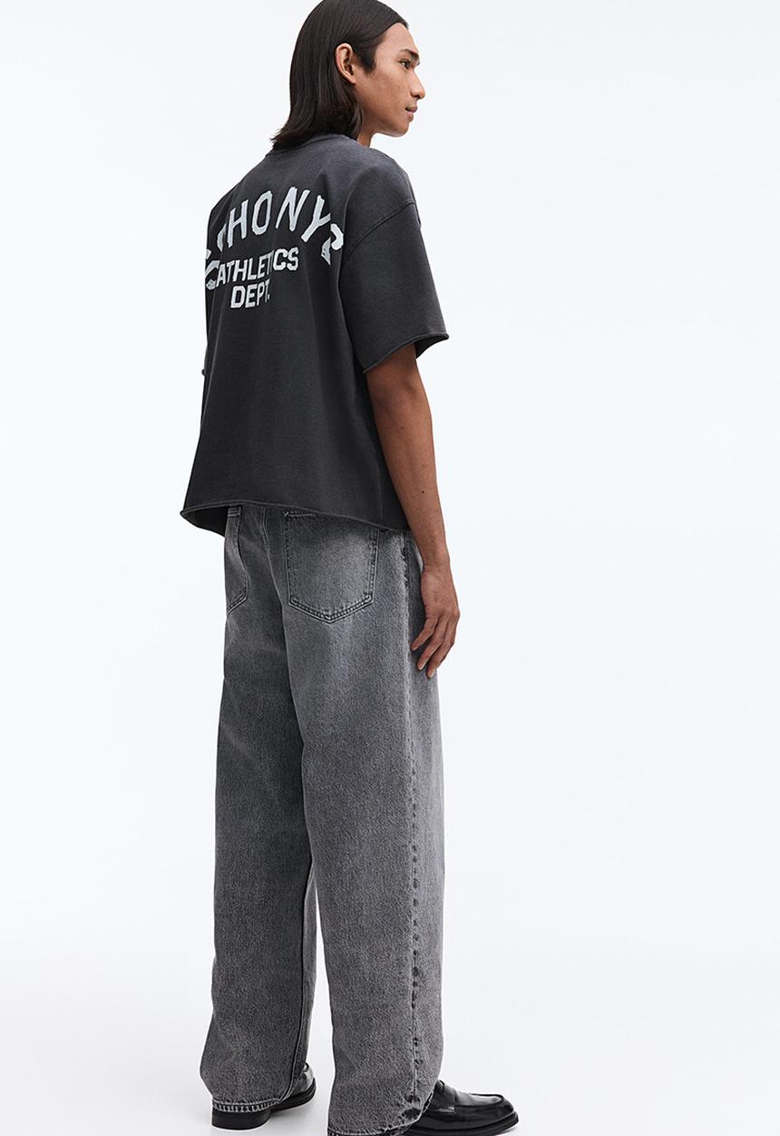 H&M - Oversized fit boxy-style T-shirt - dark grey/soho nyc