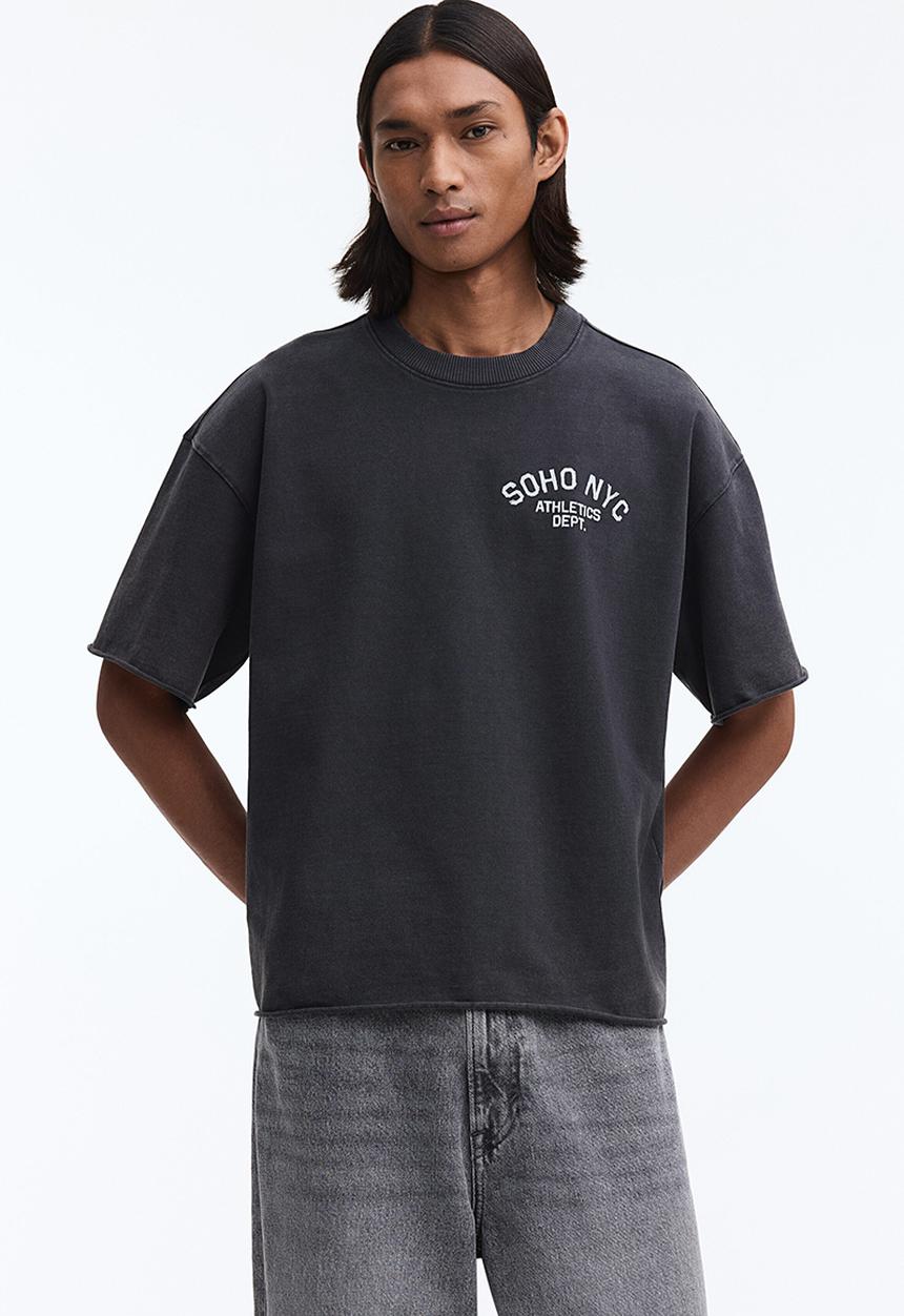 H&M - Oversized fit boxy-style T-shirt - dark grey/soho nyc