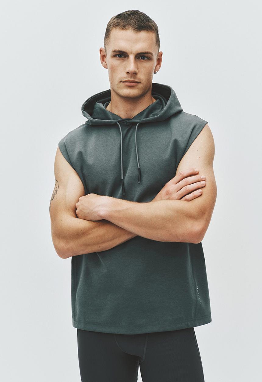 H&M - Regular fit sleeveless sports hoodie with drymove™ - dusty green