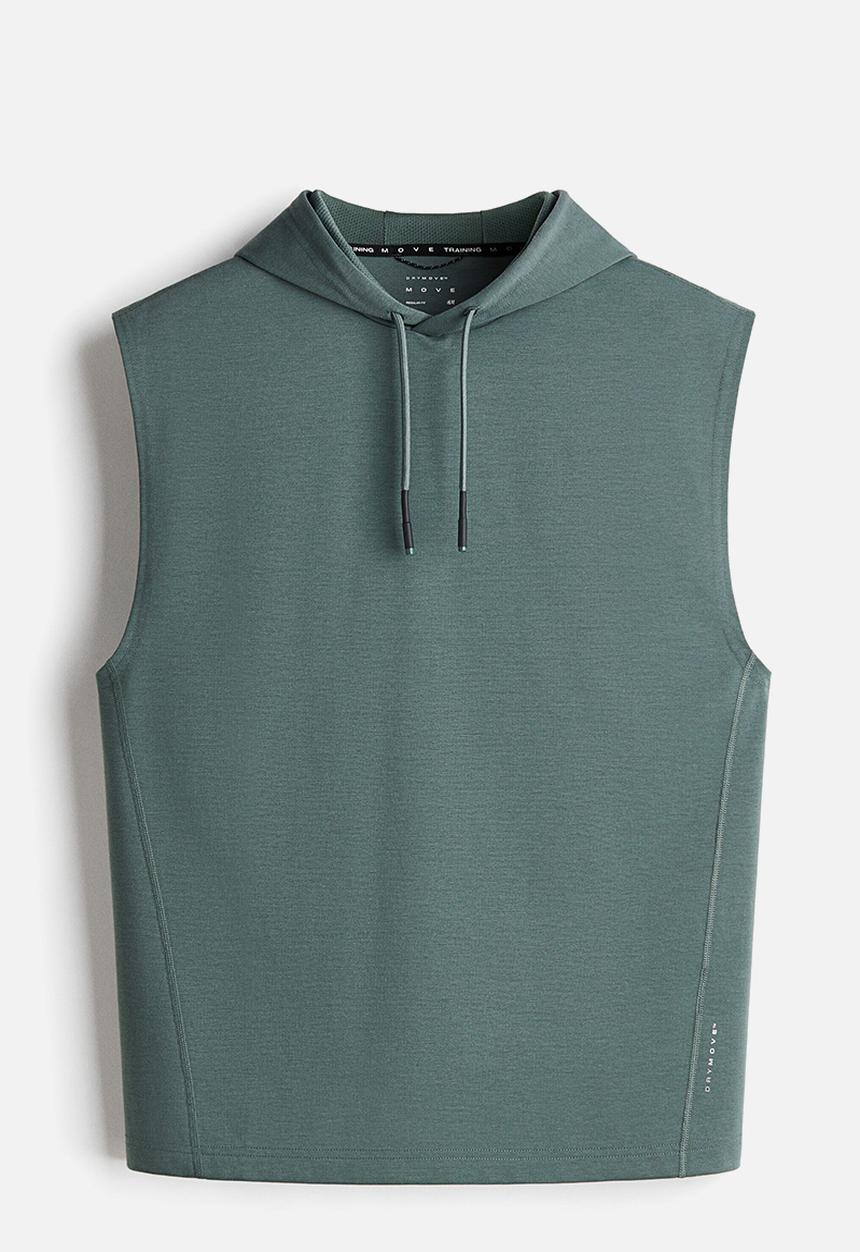 H&M - Regular fit sleeveless sports hoodie with drymove™ - dusty green