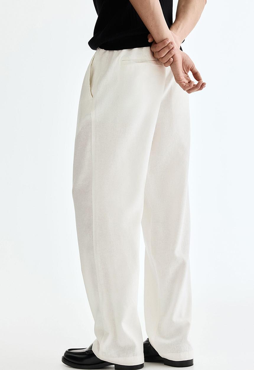 H&M - Relaxed fit linen-blend trousers - white
