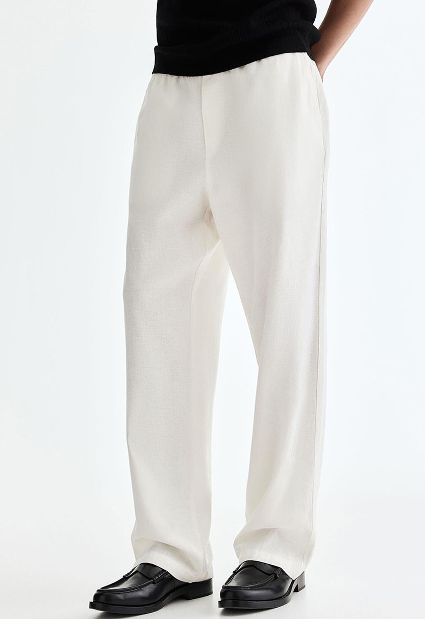 H&M - Relaxed fit linen-blend trousers - white