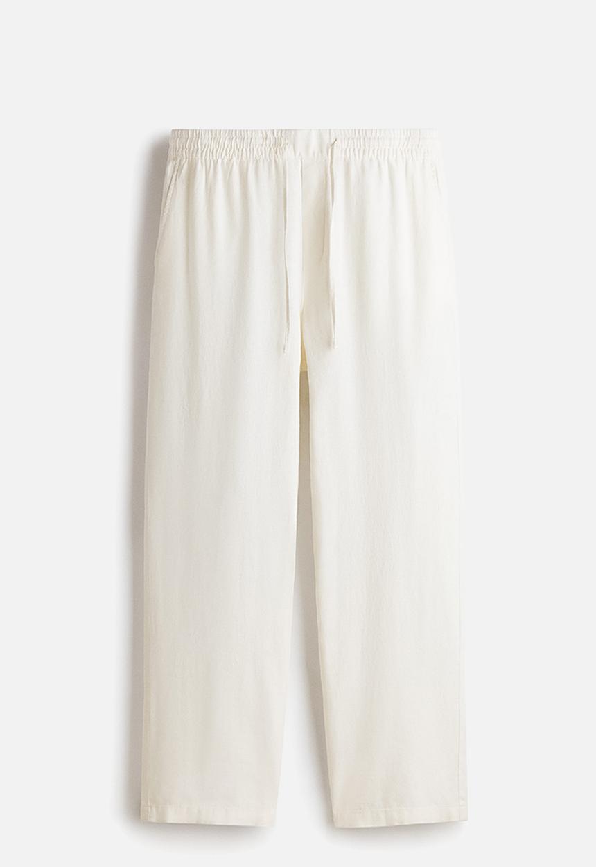 H&M - Relaxed fit linen-blend trousers - white