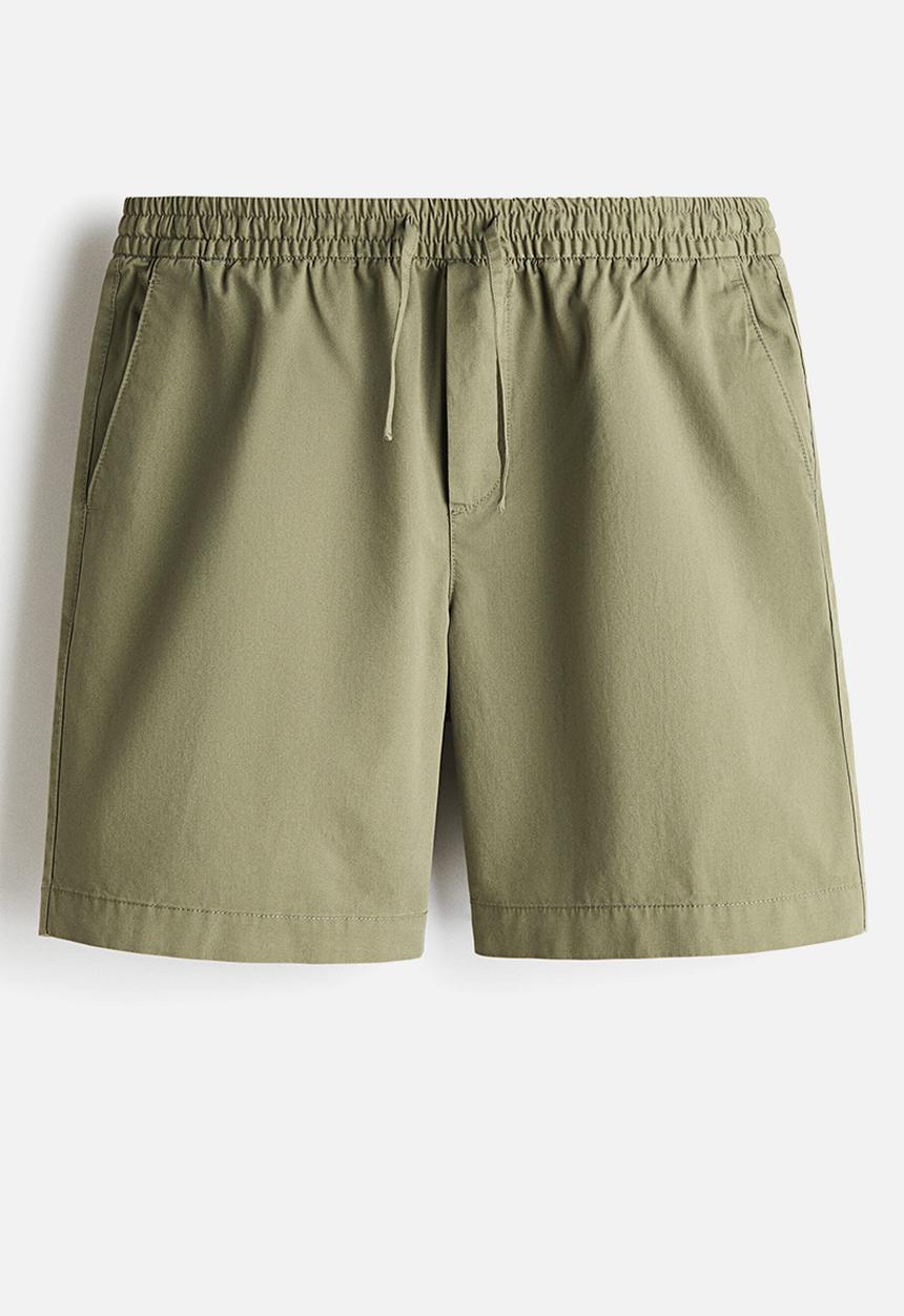 H&M - Relaxed fit cotton shorts - khaki green