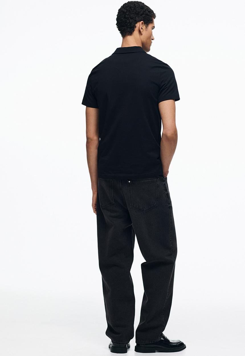 H&M - Slim fit polo shirt  - black