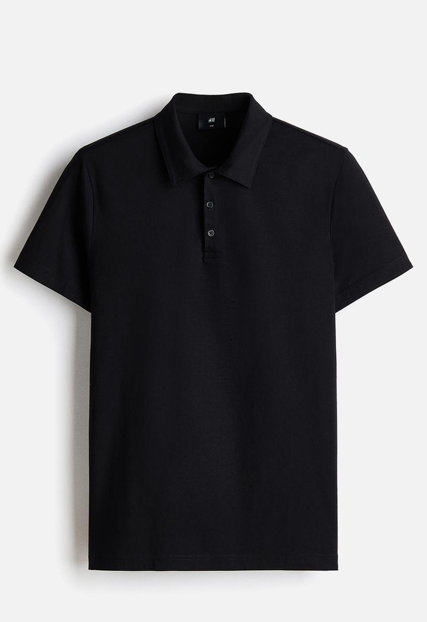 H&M - Slim fit polo shirt  - black