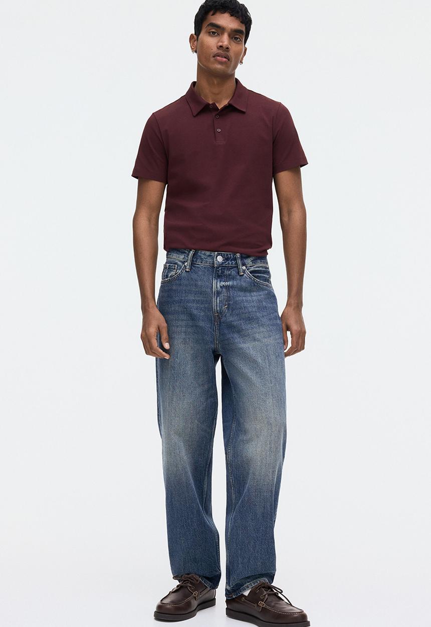 H&M - Slim fit polo shirt  - burgundy