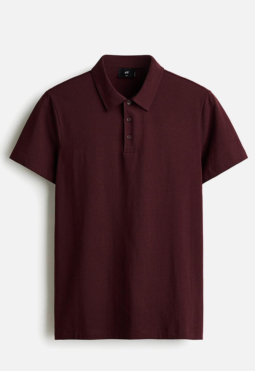 H&M - Slim fit polo shirt  - burgundy