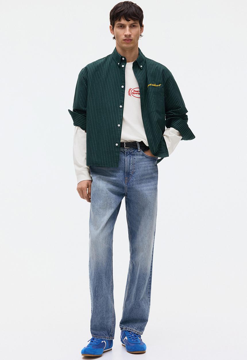 H&M - Loose fit printed long-sleeved top - white/sports club