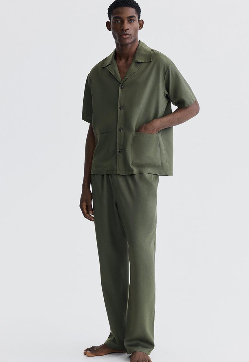 H&M - Relaxed fit resort shirt - dark khaki green