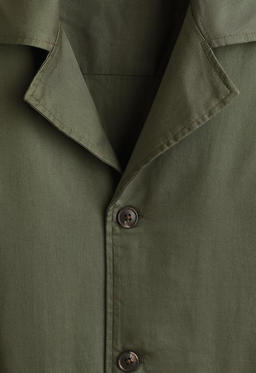 H&M - Relaxed fit resort shirt - dark khaki green
