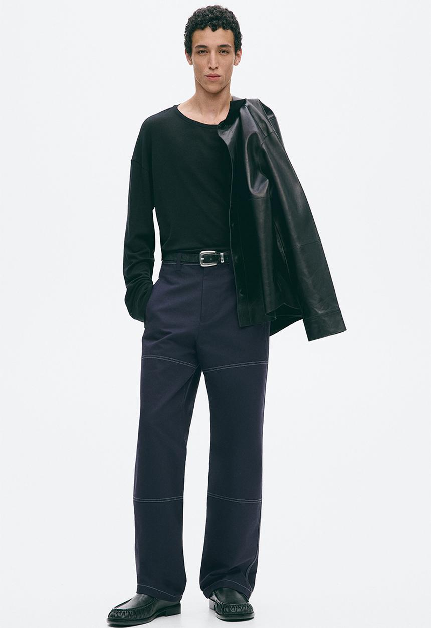 H&M - H&M Atelier: Loose fit cotton trousers - dark denim blue