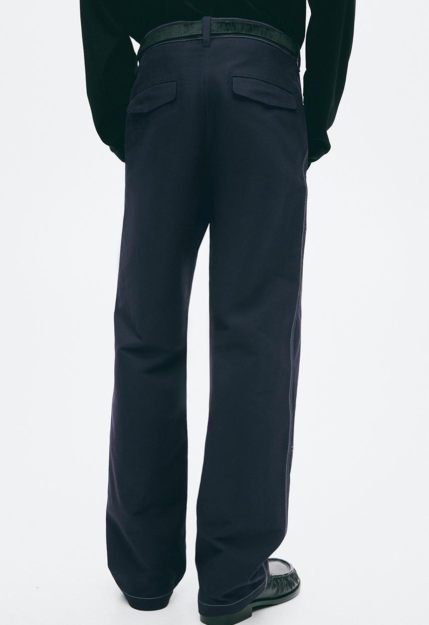 H&M - H&M Atelier: Loose fit cotton trousers - dark denim blue