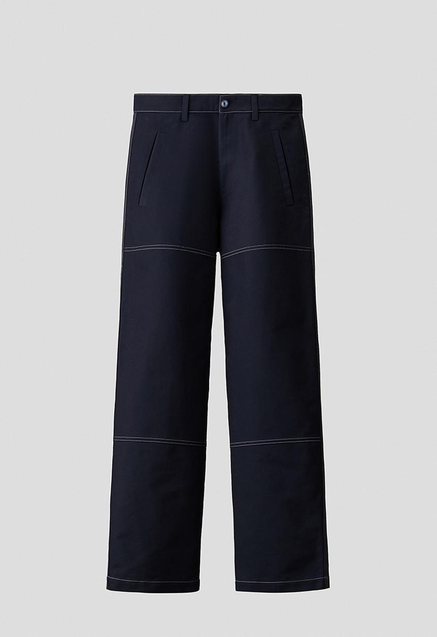 H&M - H&M Atelier: Loose fit cotton trousers - dark denim blue