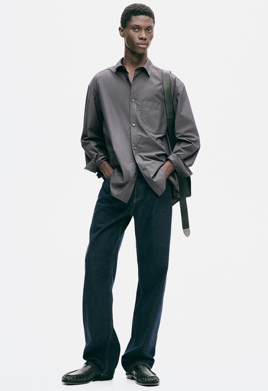 H&M - H&M Atelier: Relaxed fit poplin shirt - dark grey