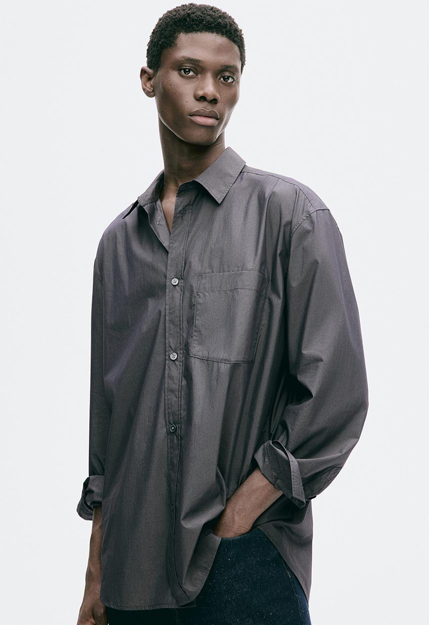 H&M - H&M Atelier: Relaxed fit poplin shirt - dark grey