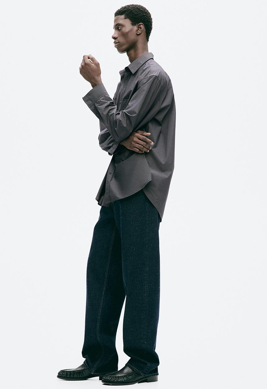 H&M - H&M Atelier: Relaxed fit poplin shirt - dark grey