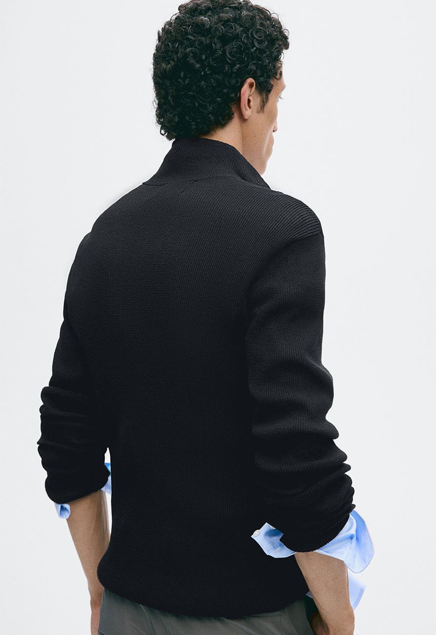 H&M - H&M Atelier: Slim fit zip-through cardigan - navy blue