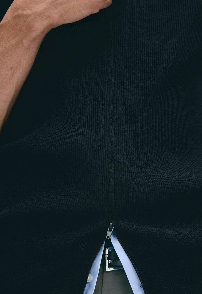 H&M - H&M Atelier: Slim fit zip-through cardigan - navy blue