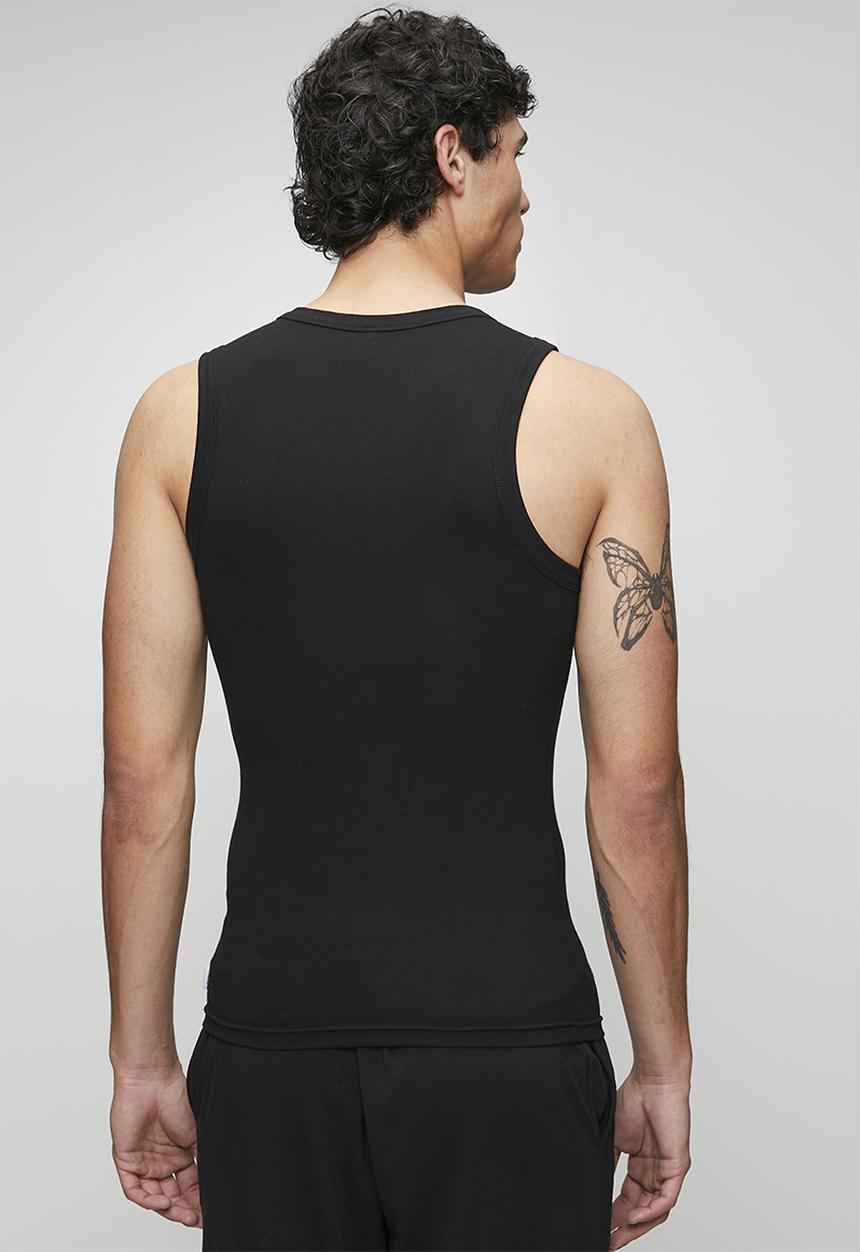 Bear - 2pk cotton elastane vests - black/moonlight navy