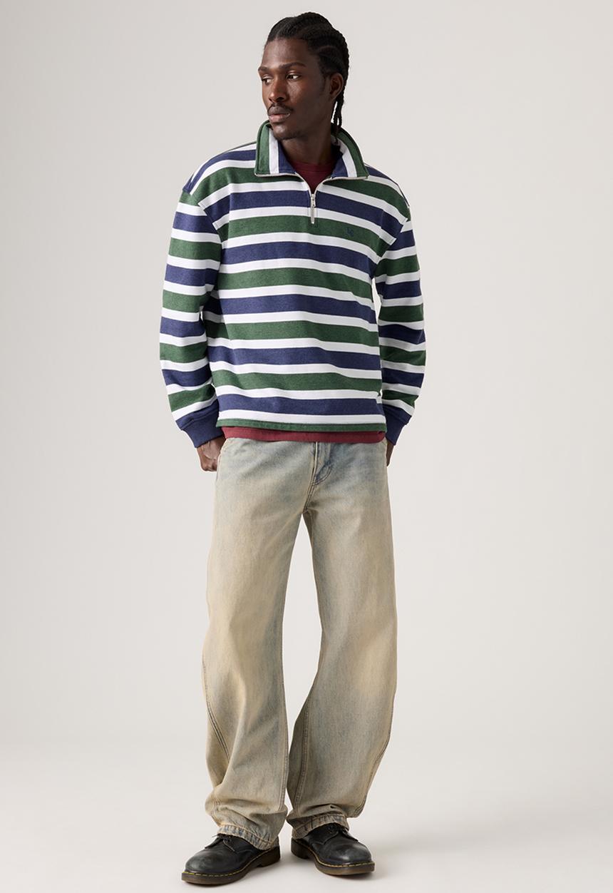 Levi’s® - CAMERON 1/4 ZIP - 0083X-0001 Koby Stripe - KOMBU GREEN HEATHER