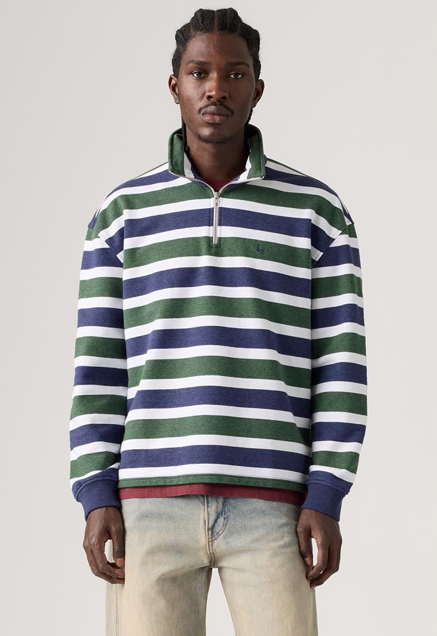 Levi’s® - CAMERON 1/4 ZIP - 0083X-0001 Koby Stripe - KOMBU GREEN HEATHER
