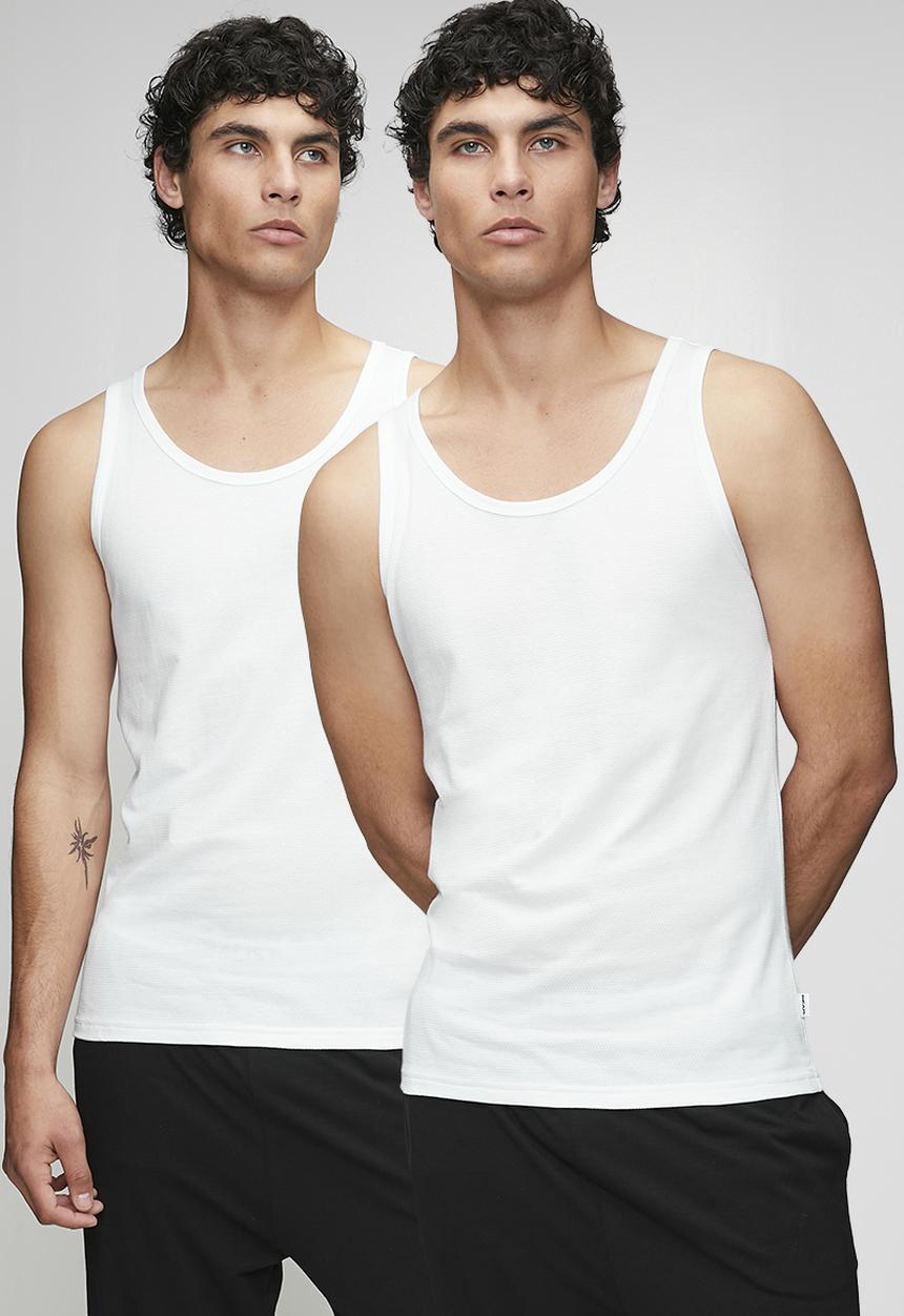 Bear - 2Pk eyelet vests - white