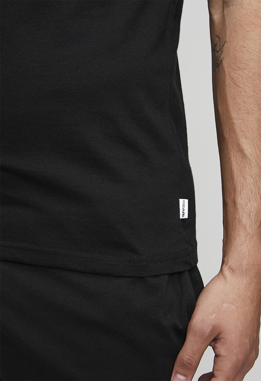 Bear - 2Pk cotton elastane vests - grey melange/black
