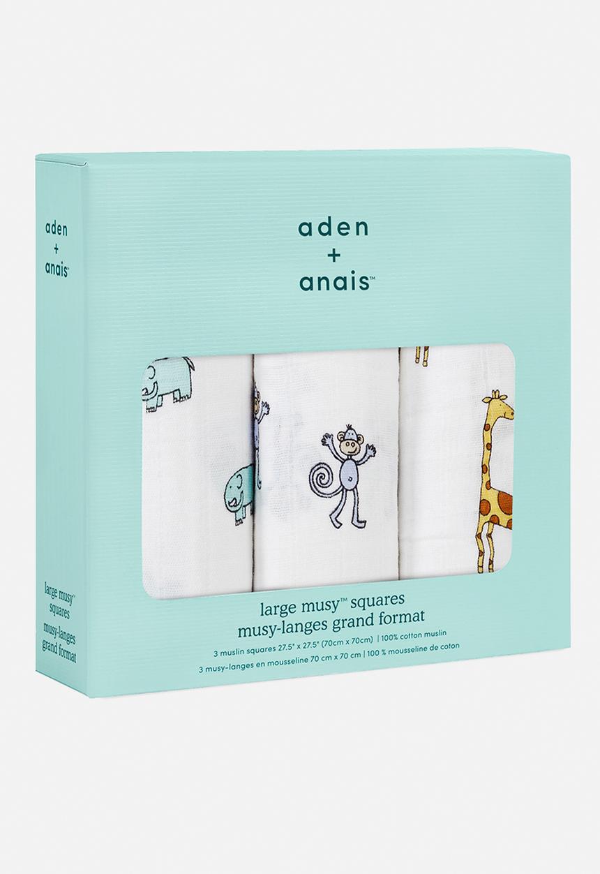 Aden & Anais - Musy Squares Cotton Muslin 3Pk - Jungle Jam 3-Pack