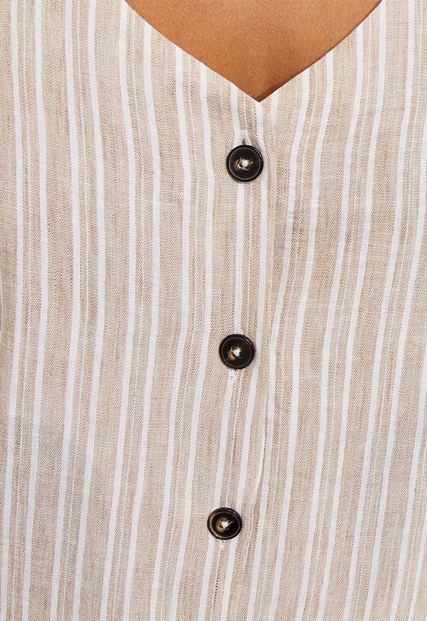 New Look - Stripe alison btn cami - cream