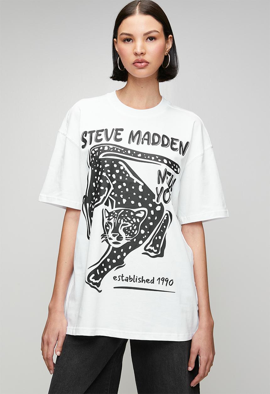 Steve Madden - Ladies esme oversized graphic t- shirt - white