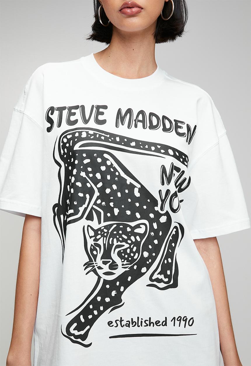 Steve Madden - Ladies esme oversized graphic t- shirt - white