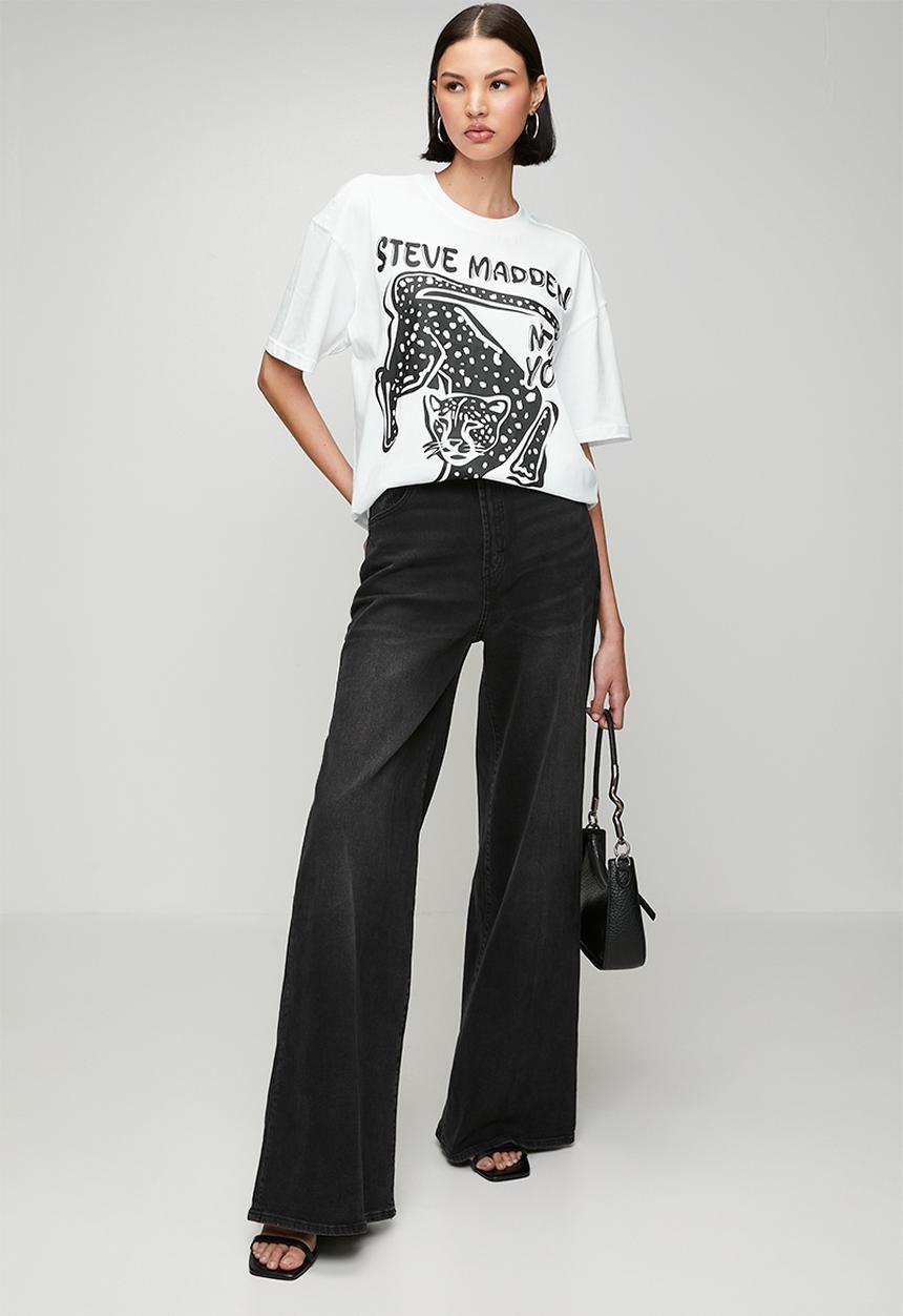Steve Madden - Ladies esme oversized graphic t- shirt - white