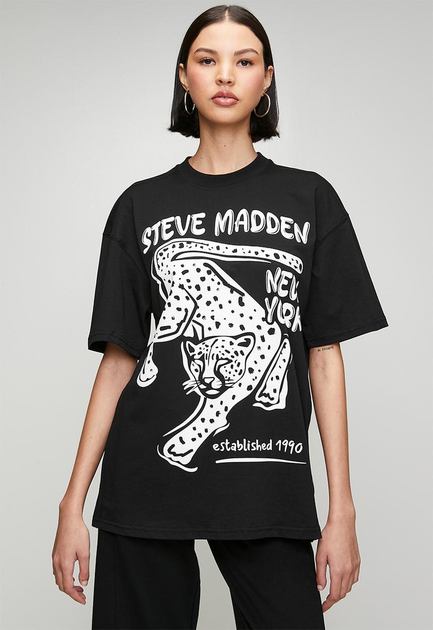 Steve Madden - Ladies esme oversized graphic t- shirt - black