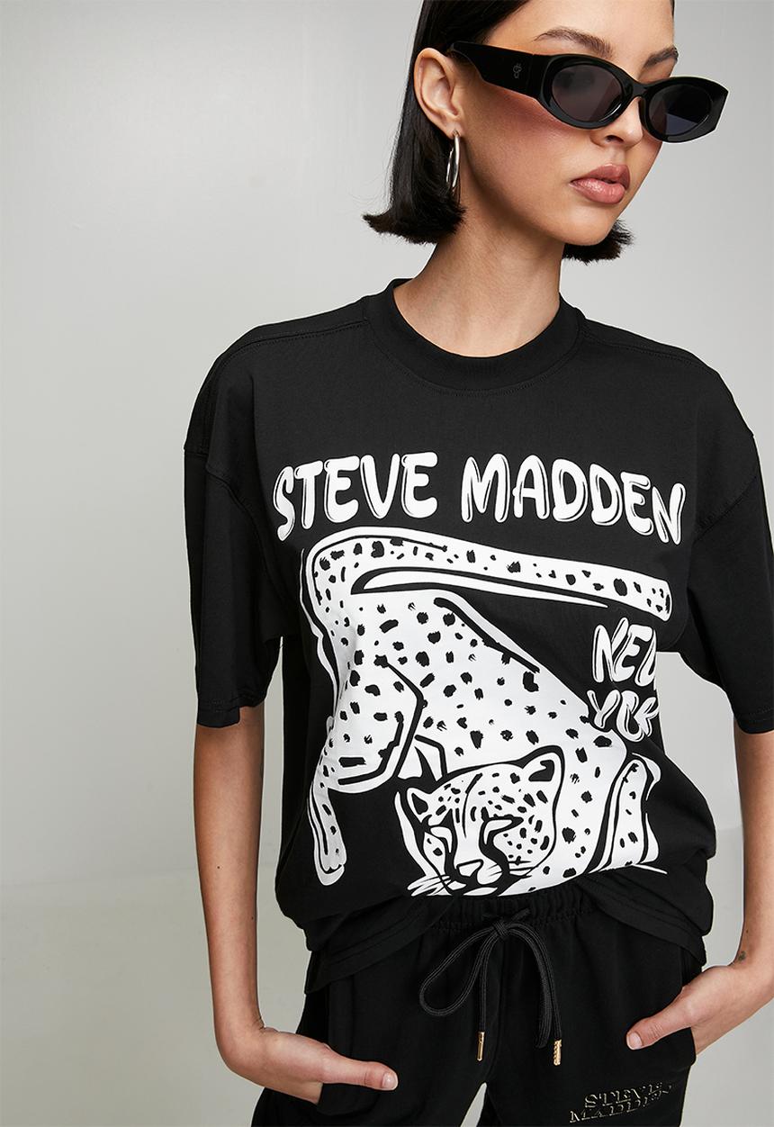 Steve Madden - Ladies esme oversized graphic t- shirt - black