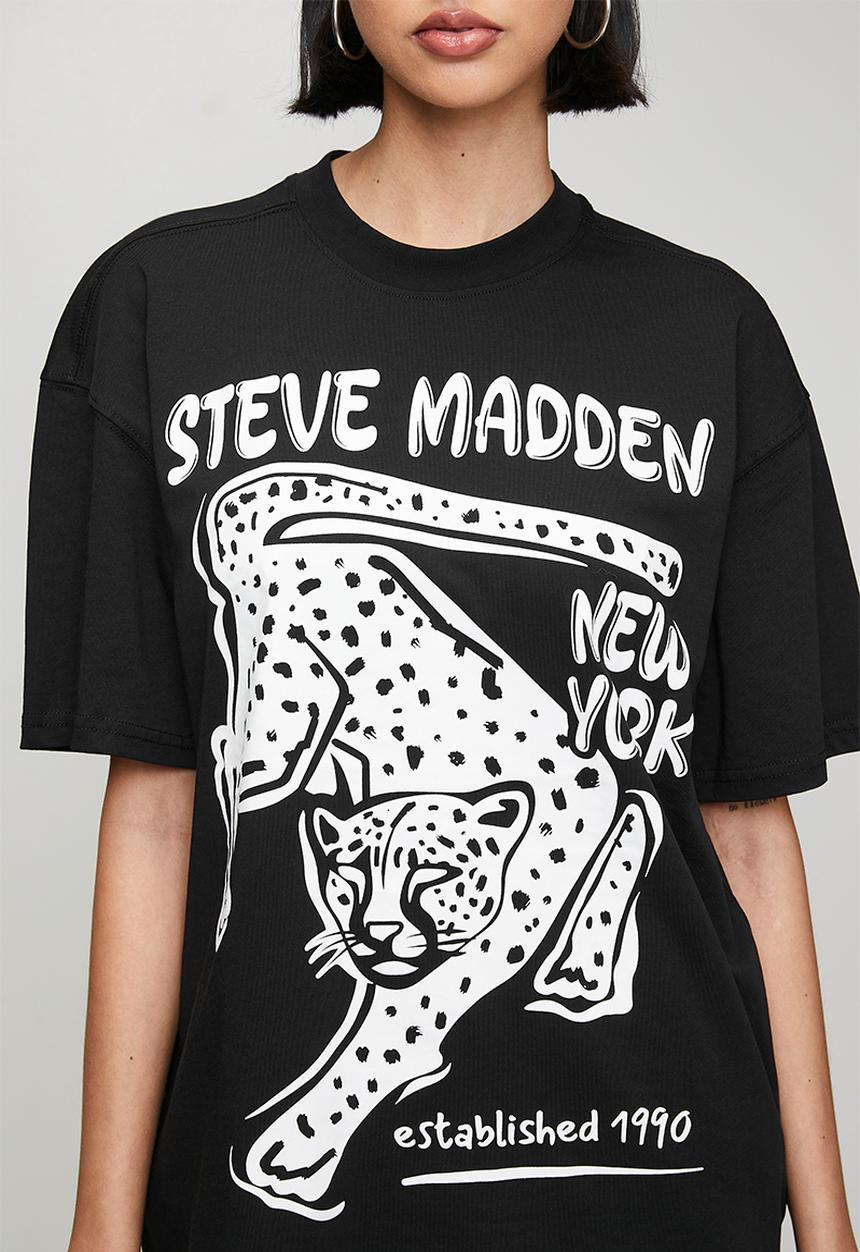 Steve Madden - Ladies esme oversized graphic t- shirt - black