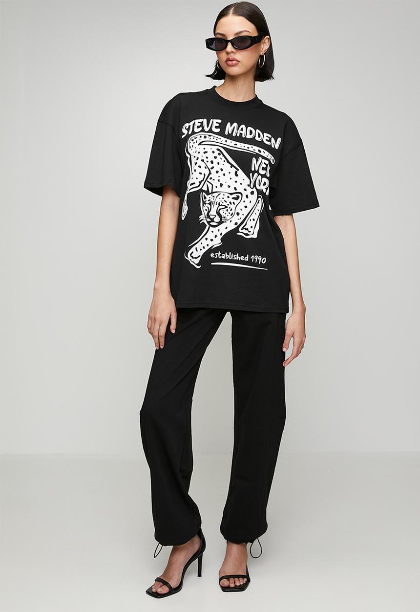 Steve Madden - Ladies esme oversized graphic t- shirt - black