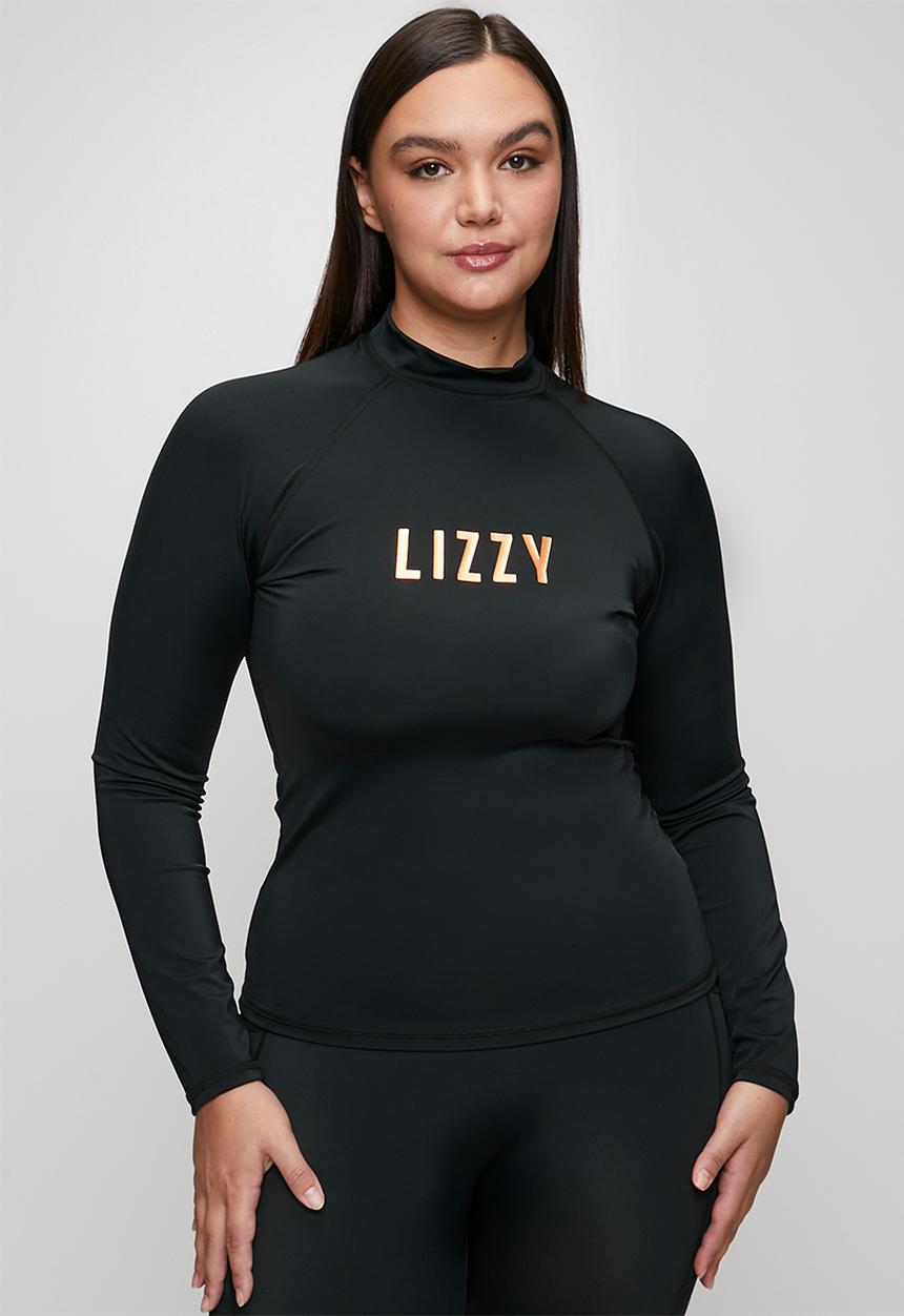 Lizzy - Plus ladies ls rashie - black