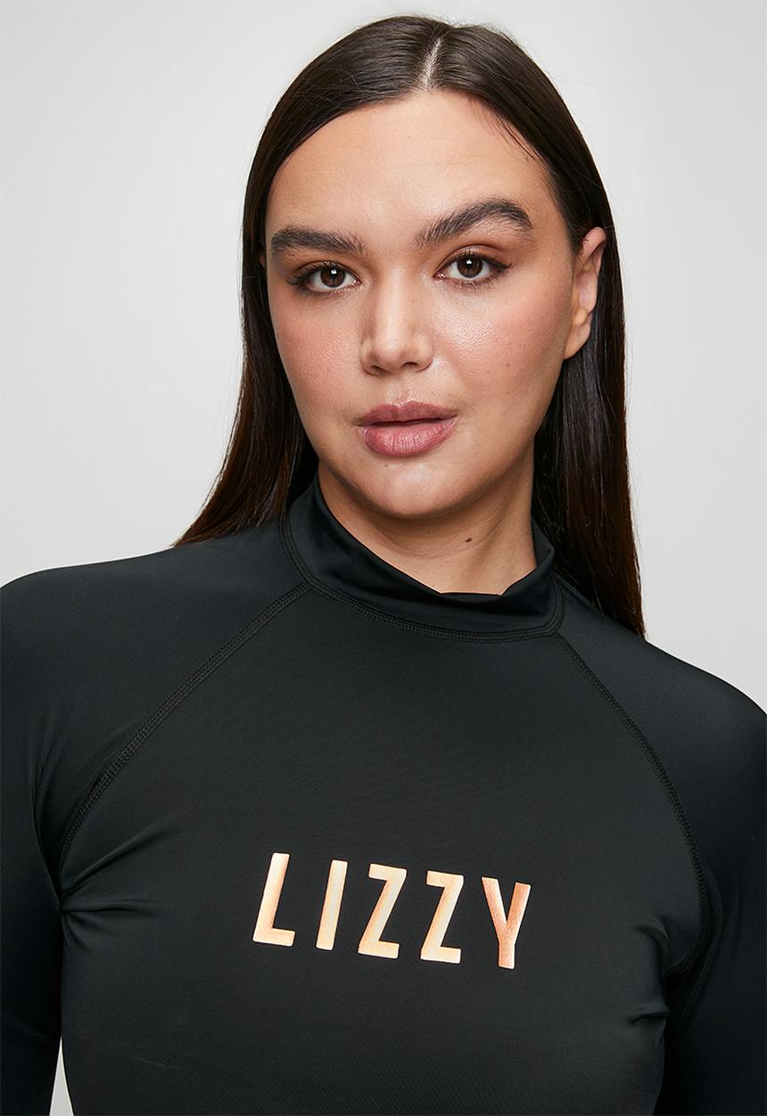 Lizzy - Plus ladies ls rashie - black