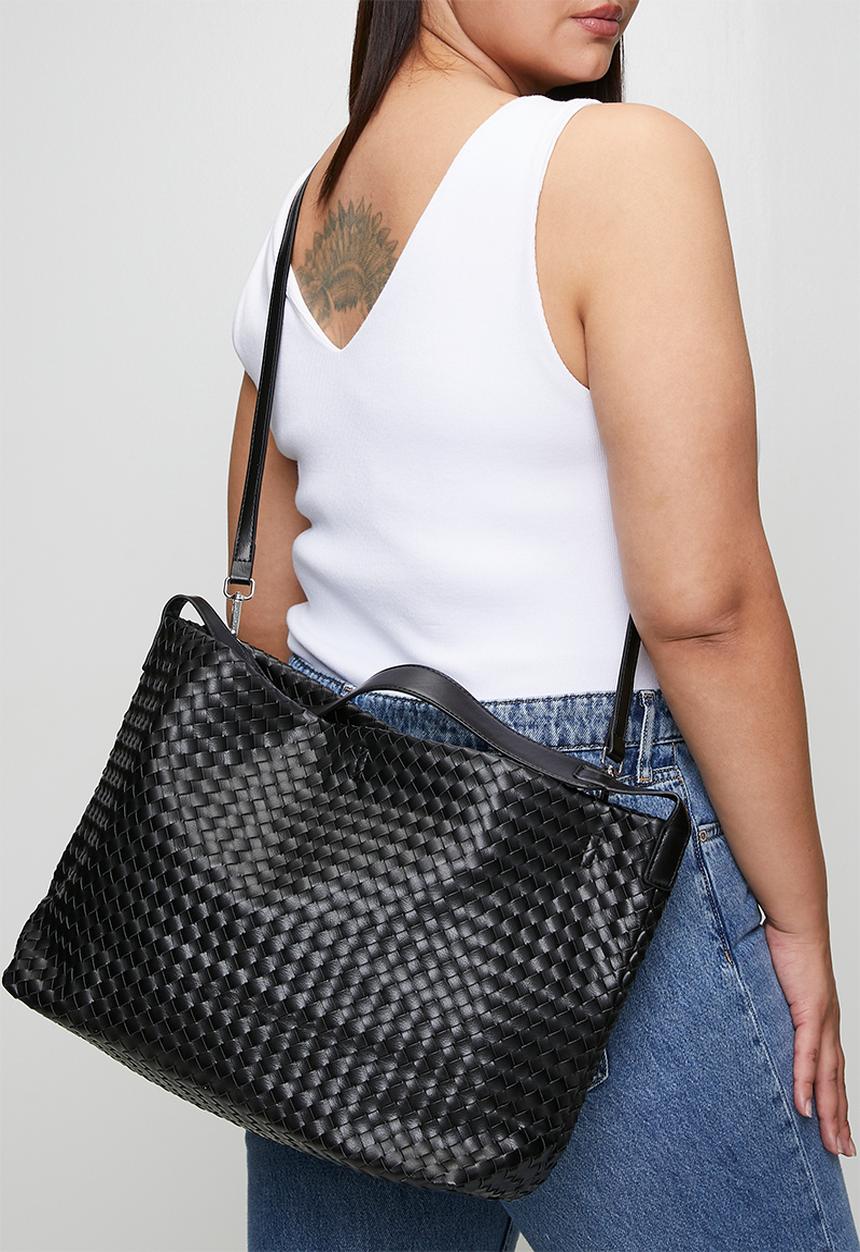Tessa Design - Haloa Woven Shoulder Bag With Pouch - Black