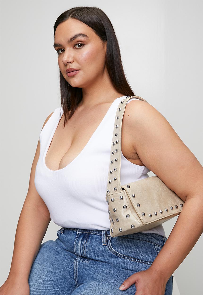 Tessa Design - Zosia Studded Flap Shoulder Bag - Beige