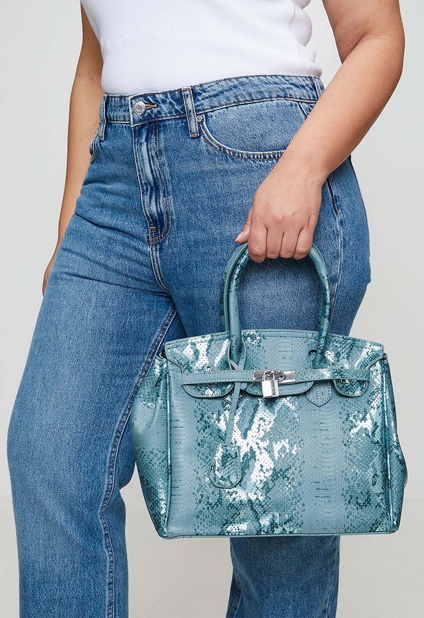 Tessa Design - Goldie Python Structured Tote - Blue